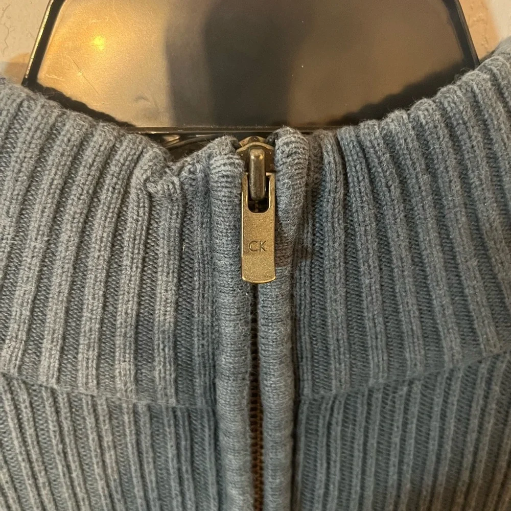 Men’s Blue Calvin Klein Long Sleeve Quarter Zip Sweater Size L